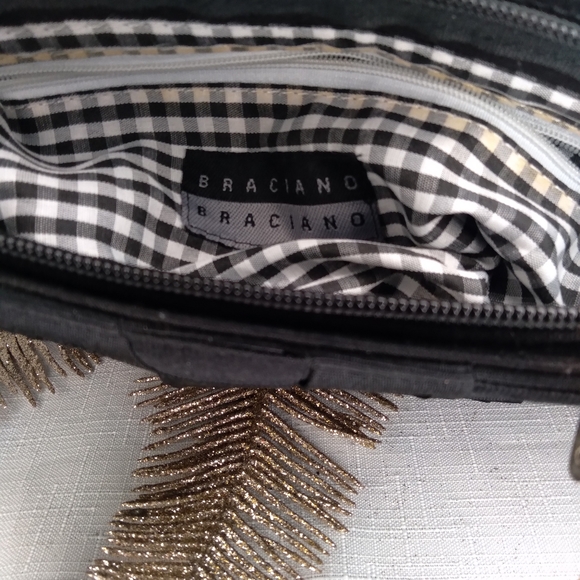 Braciano black woven handbag with bamboo handles - Picture 3 of 3